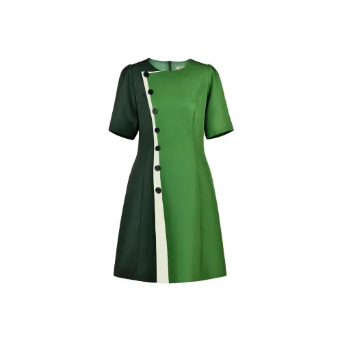 DIFFIE RIEGER Короткий рукав Платье Женское Лесной зеленый
