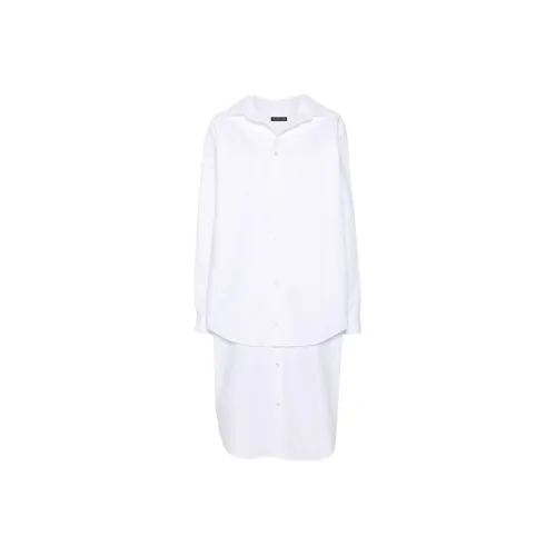 Balenciaga Длинное платье с длинными рукавами свободный крой женский белый