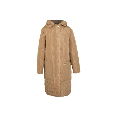 Burberry Хлопковый пуховик женский бежевый