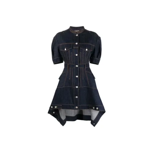 Alexander McQueen Темно-синий Женские Длинные Платья с Рукавами