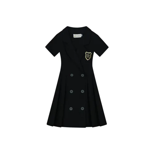 Oddgoods Короткий рукав Платье Женское Черное