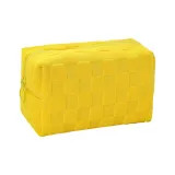 Желтый плюшевый мешок для хранения макияжа с узором шахматной доски