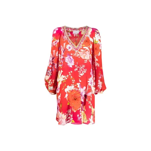 CAMILLA Длинное платье с длинными рукавами женское светло-красное