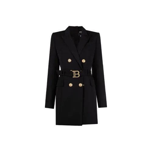 BALMAIN Черное Женское Длинное Платье с Рукавами