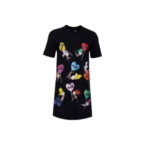 MOSCHINO Черное Женское Короткое Платье с Рукавами