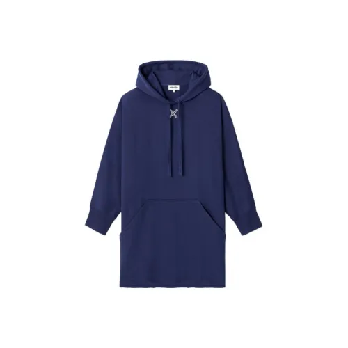 KENZO Полночный синий Женские Длинные Платья с Рукавами