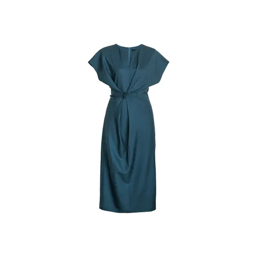 ROEYSHOUSE Короткий рукав Платье Женское Павлин Синий