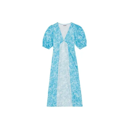 GANNI Небесно-голубой Женские Платья с Коротким Рукавом