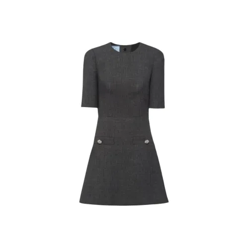 PRADA Короткий рукав Платье Женское Серое