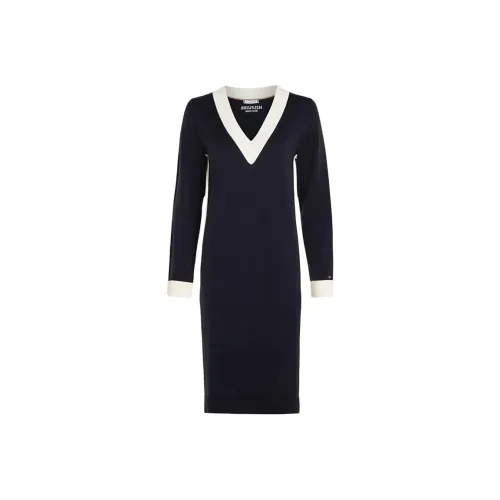 Tommy Hilfiger Черное Женское Длинное Платье с Длинным Рукавом