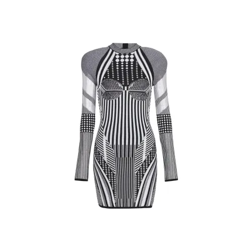 BALMAIN Многоцветные Женские Длинные Платья с Рукавами