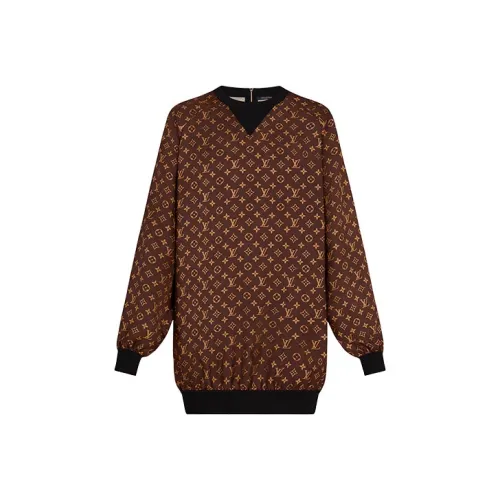 LOUIS VUITTON Новые ежеквартальные продукты LV Длинный рукав Платье Женское Коричневый