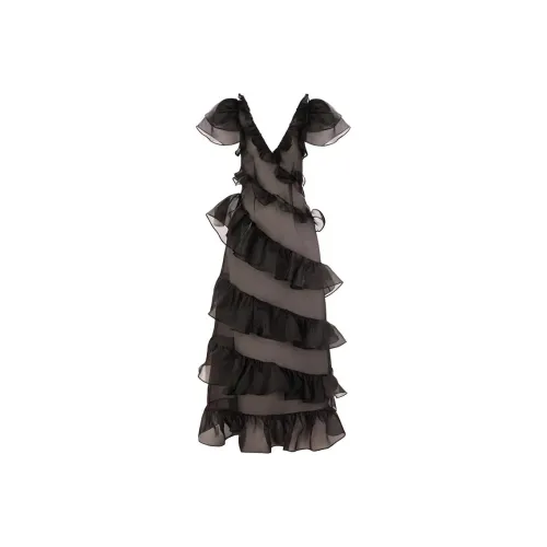 Selkie Black Женские Короткие Платья с Рукавами