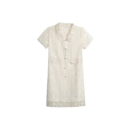 HUASJ Короткий рукав Платье Женское Светло-желтое