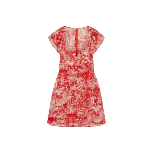 Stella McCartney Red Женские Короткие Платья с Рукавами
