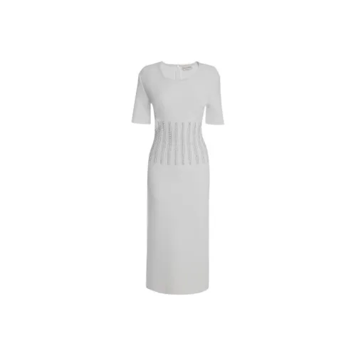 Alexander McQueen Белые Женские Длинные Платья с Длинными Рукавами
