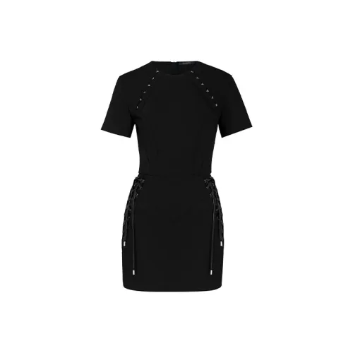 LOUIS VUITTON Короткое платье с короткими рукавами женское черное