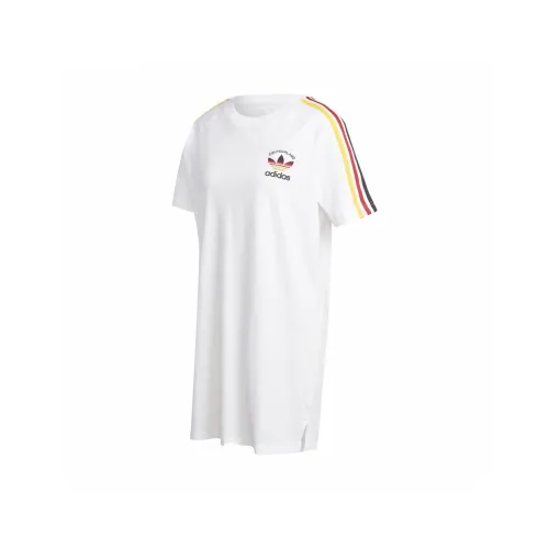 Adidas Originals EURO CUP Платье Короткий Рукав Платье Женское Белое