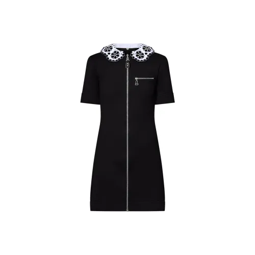 LOUIS VUITTON Короткое платье с короткими рукавами женское черное