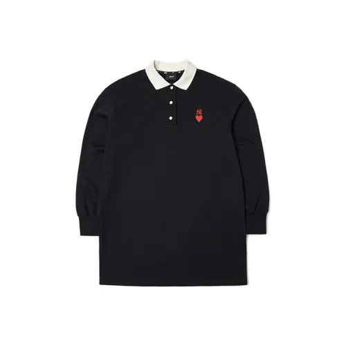 Mlb Base Logo Длинное платье с длинными рукавами женское черное