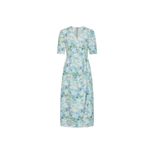 JZ. ANNAKRO Короткий рукав Платье Женское Светло-зеленый Узор