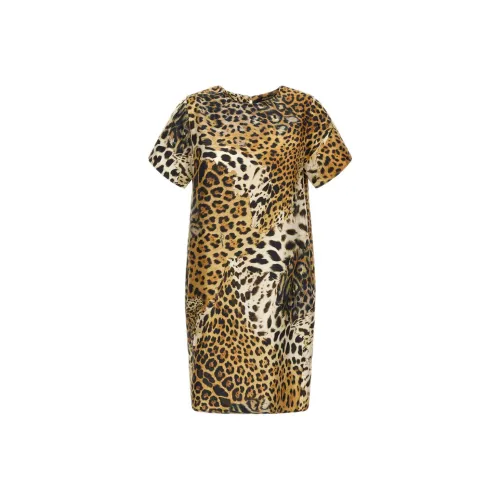 Roberto Cavalli SS24 Короткий рукав Платье Женское Коричневое