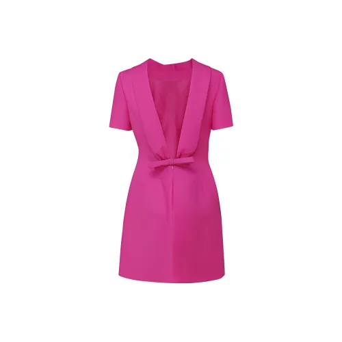 Valentino FW22 Короткий рукав Платье Женское Розовый Красный