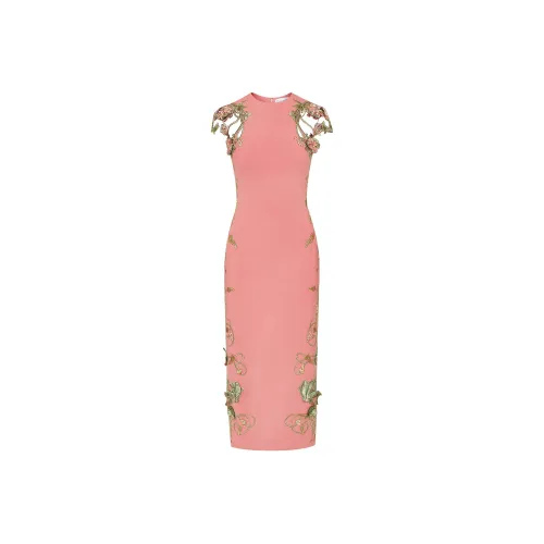 Oscar De La Renta SS24 Короткое платье с короткими рукавами женское розовое