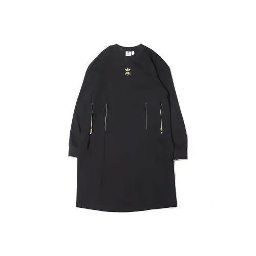 Adidas Originals Длинное платье с длинными рукавами женское черное