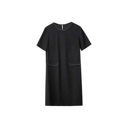 AMII Короткое платье с короткими рукавами женское черное