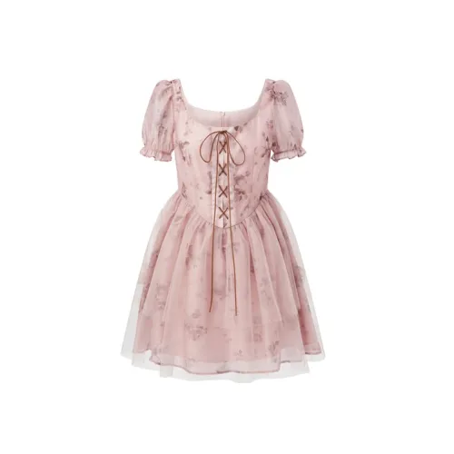 LEDIN Red Print Женские Короткие Платья с Рукавами