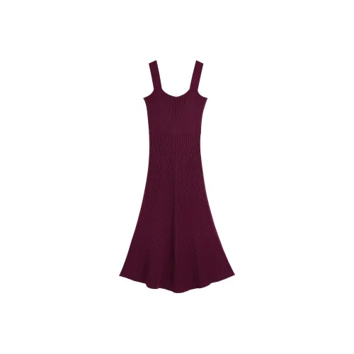 MIGU Розовая вязаная юбка, бордовые женские платья без рукавов