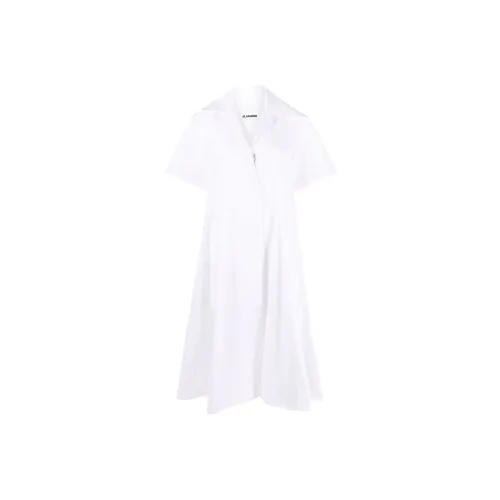 JIL SANDER Белое Женское Короткое Платье с Рукавами