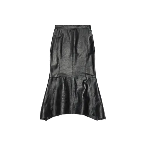 BALENCIAGA Черные Женские Кожаные Длинные Юбки