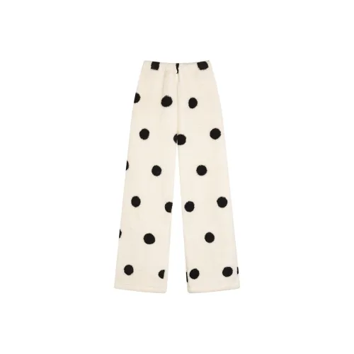 Ouyang Повседневные брюки женские гороховый узор белый