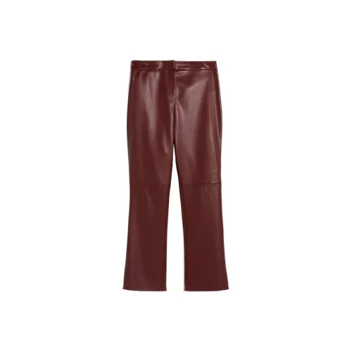 'S MAX MARA Sublime Коллекция FW23 Ткань с покрытием Брюки Кожаные Брюки Женские Бордо