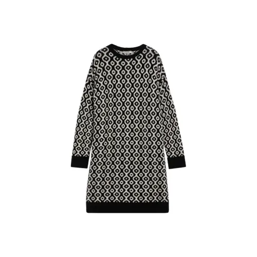 MaxMara Длинное платье с длинными рукавами женское черное