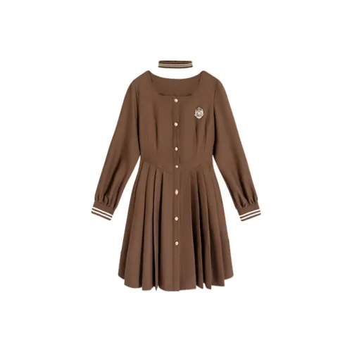 Cocomiyller Плиссированная юбка Платье Светло-коричневый