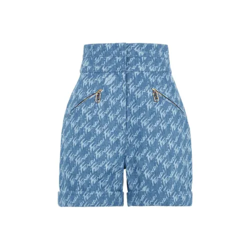 FENDI Светло-синие Женские Повседневные Шорты
