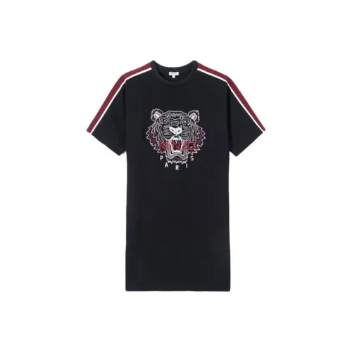 KENZO Черное Женское Короткое Платье с Рукавами