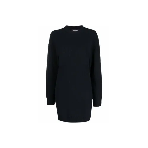 DSQUARED 2 Черное Женское Длинное Платье с Рукавами