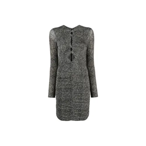 ISABEL MARANT Черно-серый Женские Длинные Платья с Рукавами