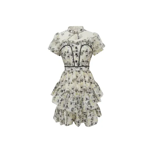 LULUALWAYS Короткий рукав Платье Женское Зеленое