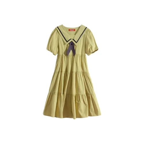 RTNH Короткий рукав Платье Женское Фруктовый зеленый