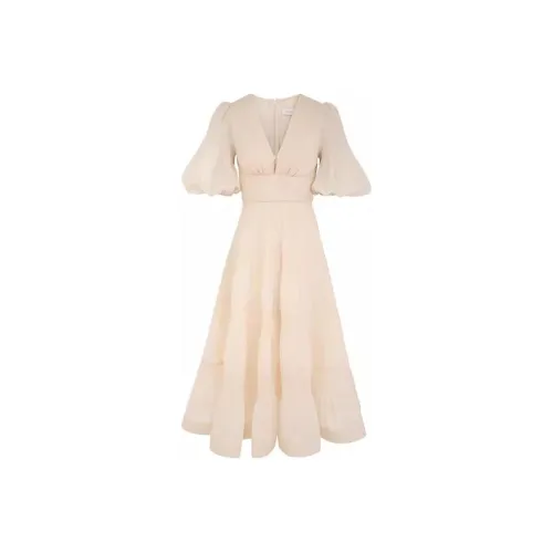 Zimmermann FW24 Короткое платье с короткими рукавами женское кремовое