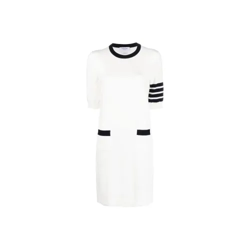 THOM BROWNE Белое Женское Короткое Платье с Рукавами