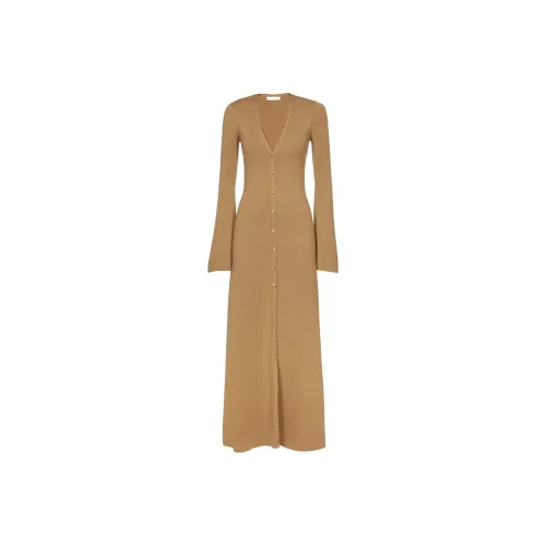 Chloe FW22 Длинное платье с длинными рукавами женское коричневое