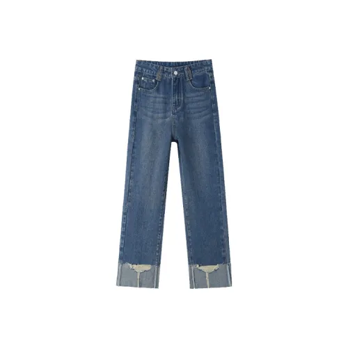 MITUAN Джинсы Женские Винтаж Синий