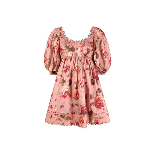 Zimmermann Red Женские Короткие Платья с Рукавами
