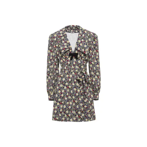 MIU MIU SS21 Длинное платье с длинным рукавом женское черное